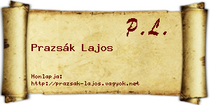 Prazsák Lajos névjegykártya